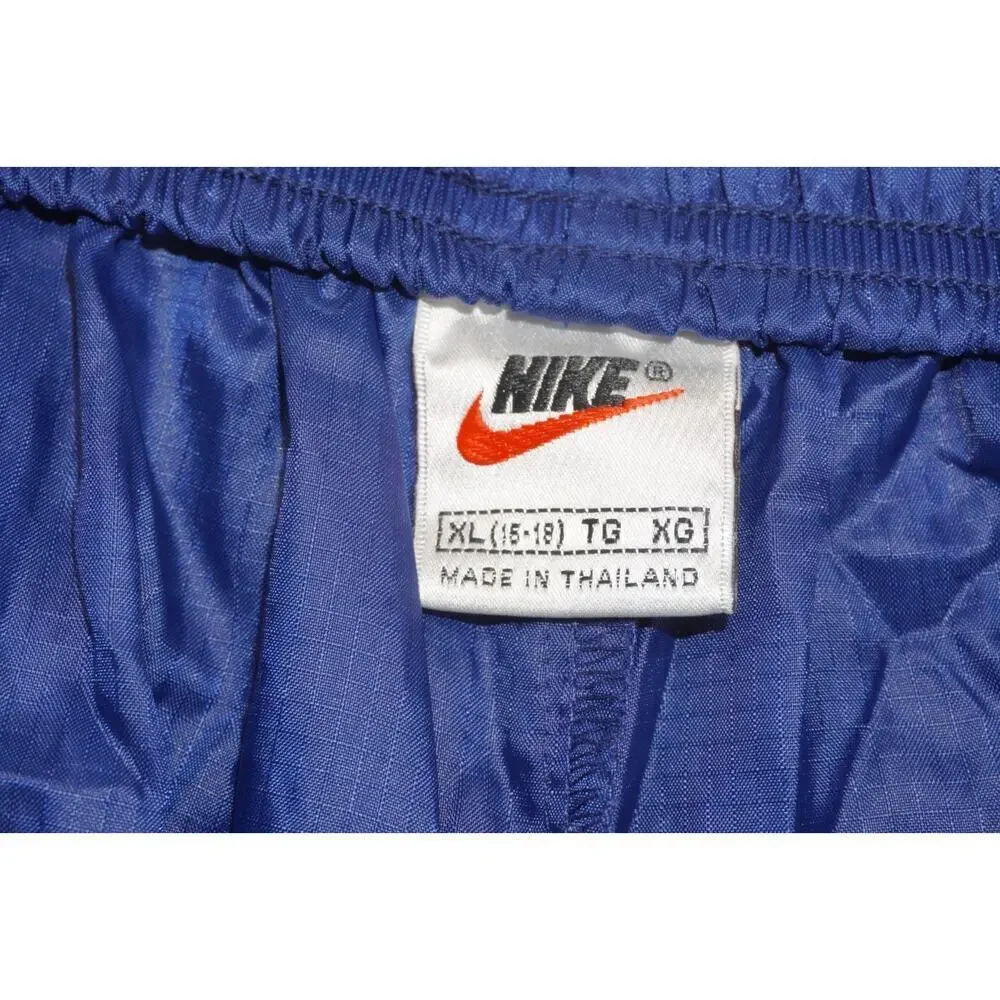 Vintage Nike Youth XL Blue Nylon Track Shorts Swoosh Logo Y2K Athletic